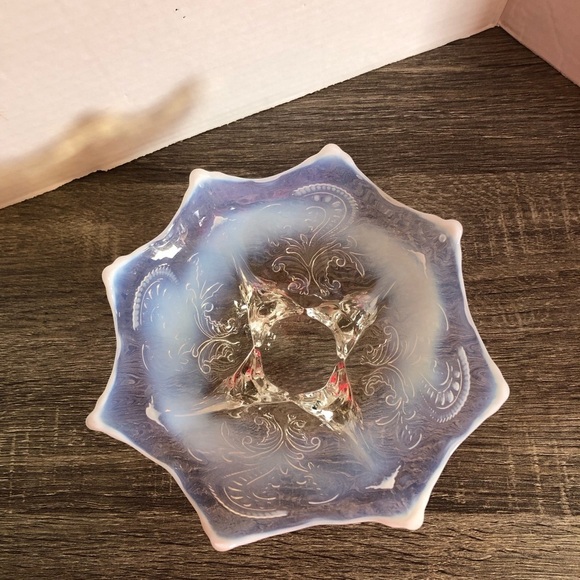 Antique Northwood Inverted Fan and Feather Footed Card Receiver Bowl - Picture 6 of 10